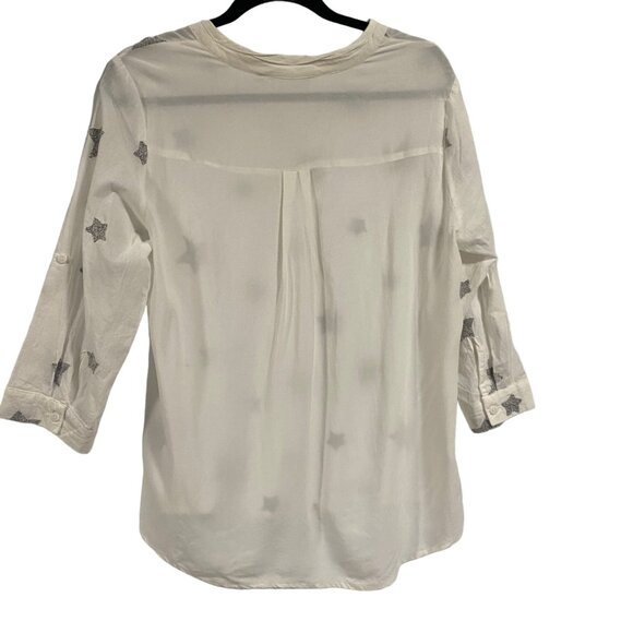 Soft Surroundings Star Embroidered Tunic Roll Tab Sleeves Top Size M - Picture 8 of 10